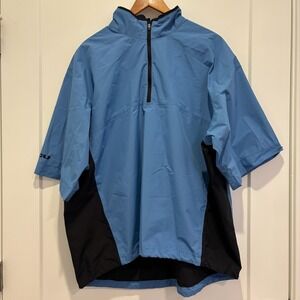 Zero Restriction Golf Outerwear XL Short Sleeve Pullover Windbreaker Blue Black